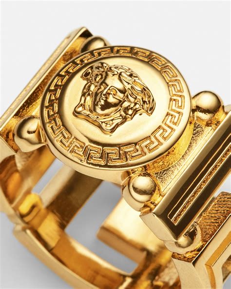 versace greca thin ring|Crystal Medusa Greca Ring Gold .